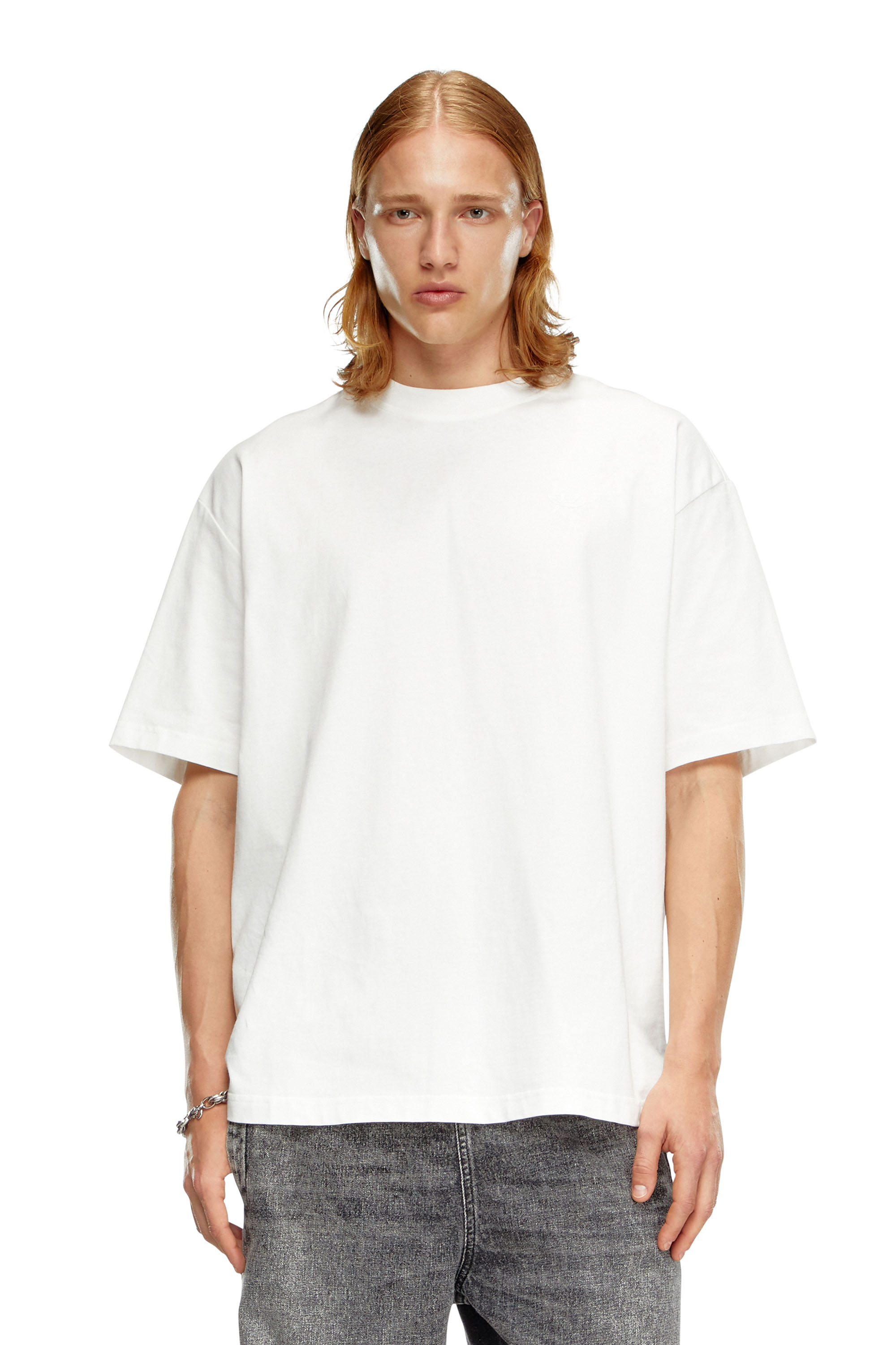 Diesel - T-BOGGY-MEGOVAL-D, Herren T-Shirt mit großer Oval D-Stickerei in Weiß - 4