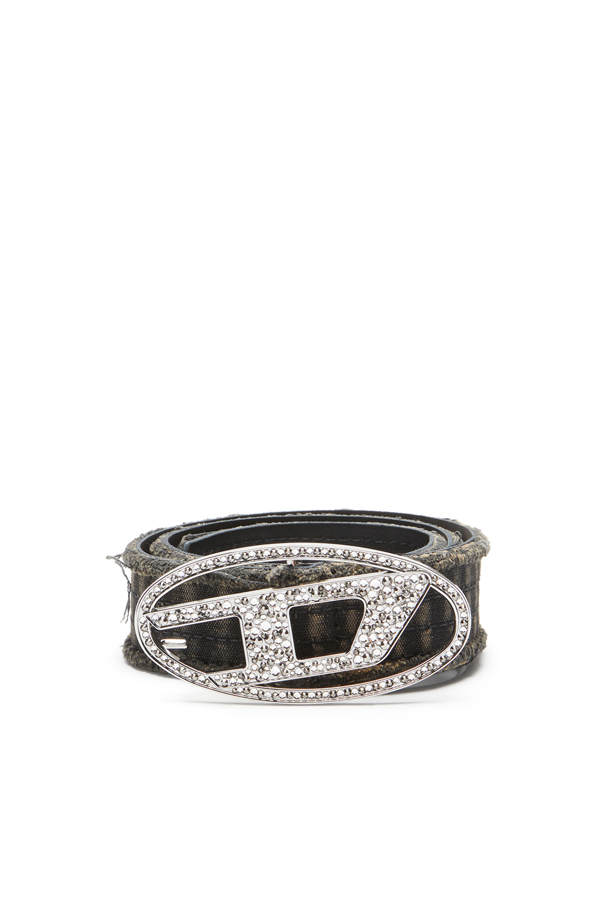Diesel - B-1DR STRASS, Cintura in canvas e pelle con strass Donna in Nero - 1