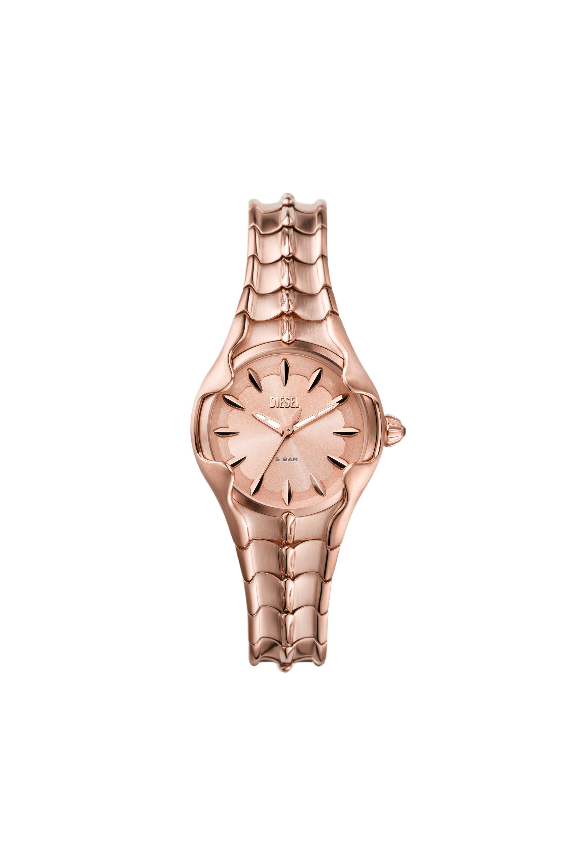 Diesel - DZ5604, Damen Vert Armbanduhr aus roségoldenem Edelstahl mit drei Zeigern in Rosa - 1