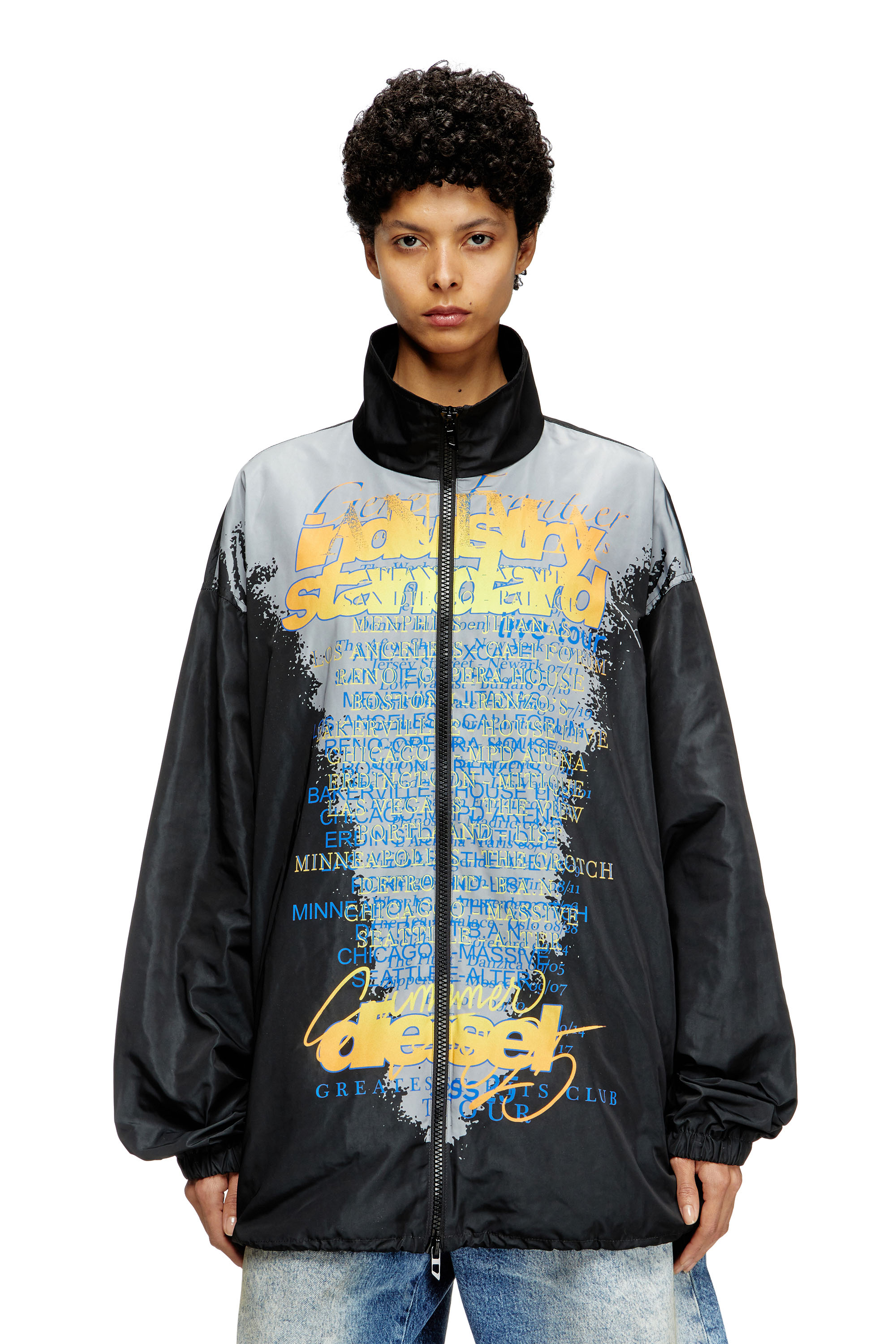 Diesel - J-ERIK, Unisex Tech-Jacke aus Jersey mit Text-Print in Schwarz - 1