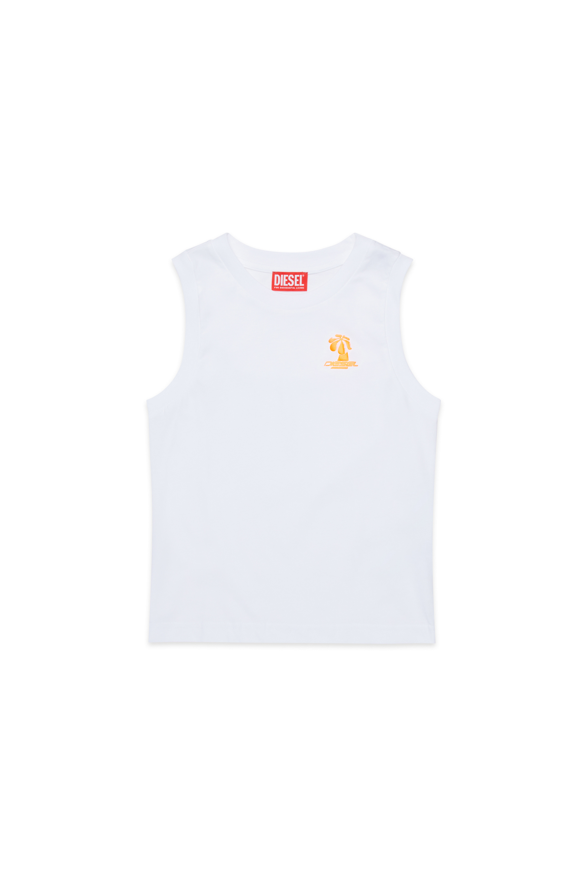 Diesel - MTDENP, Herren Tanktop mit neonfarbenem Palmen-Logo in Weiß - 1