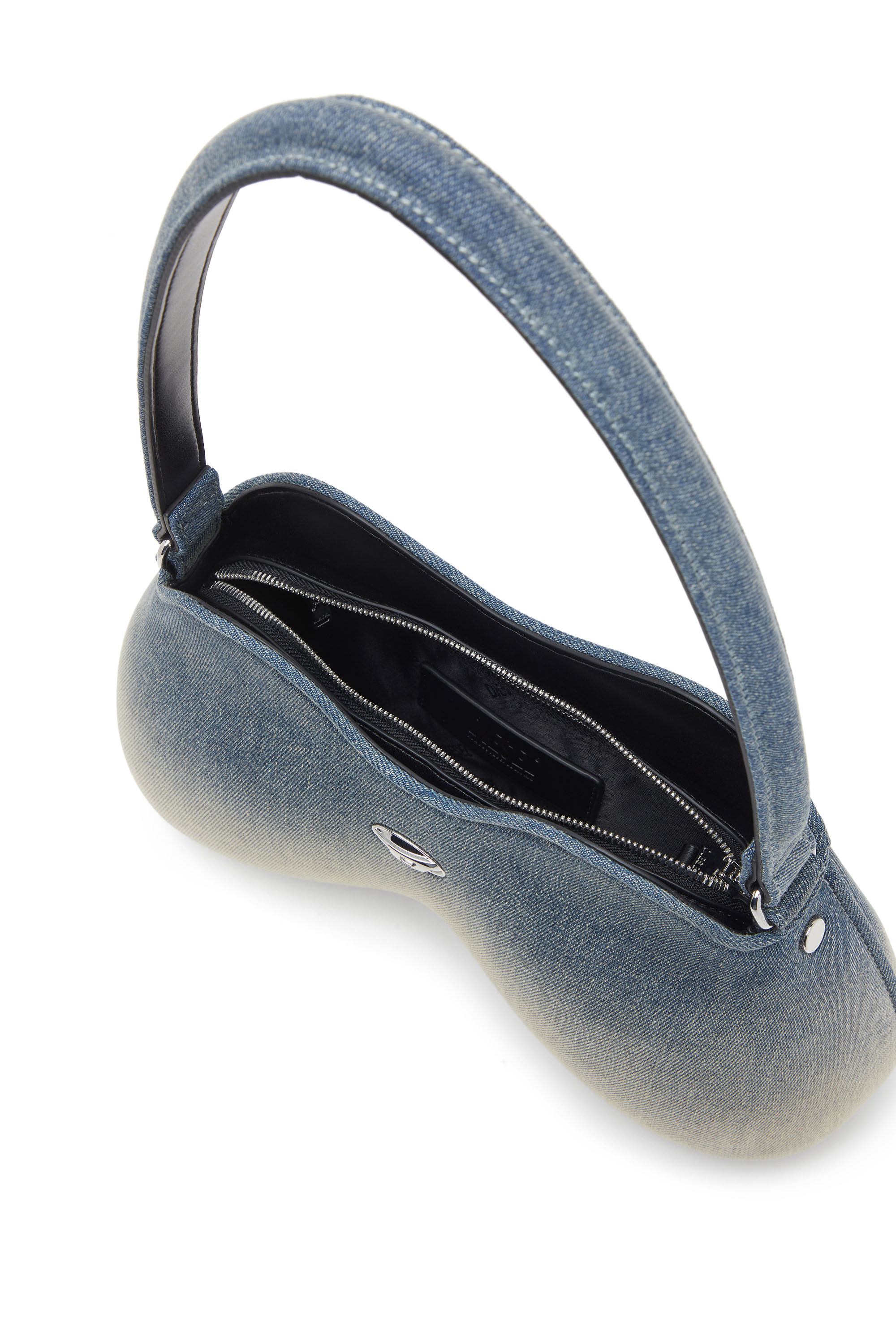 Diesel - DOUBLE-D SHOULDER, Double-D-Borsa da spalla in denim solarizzato Donna in Blu - 3