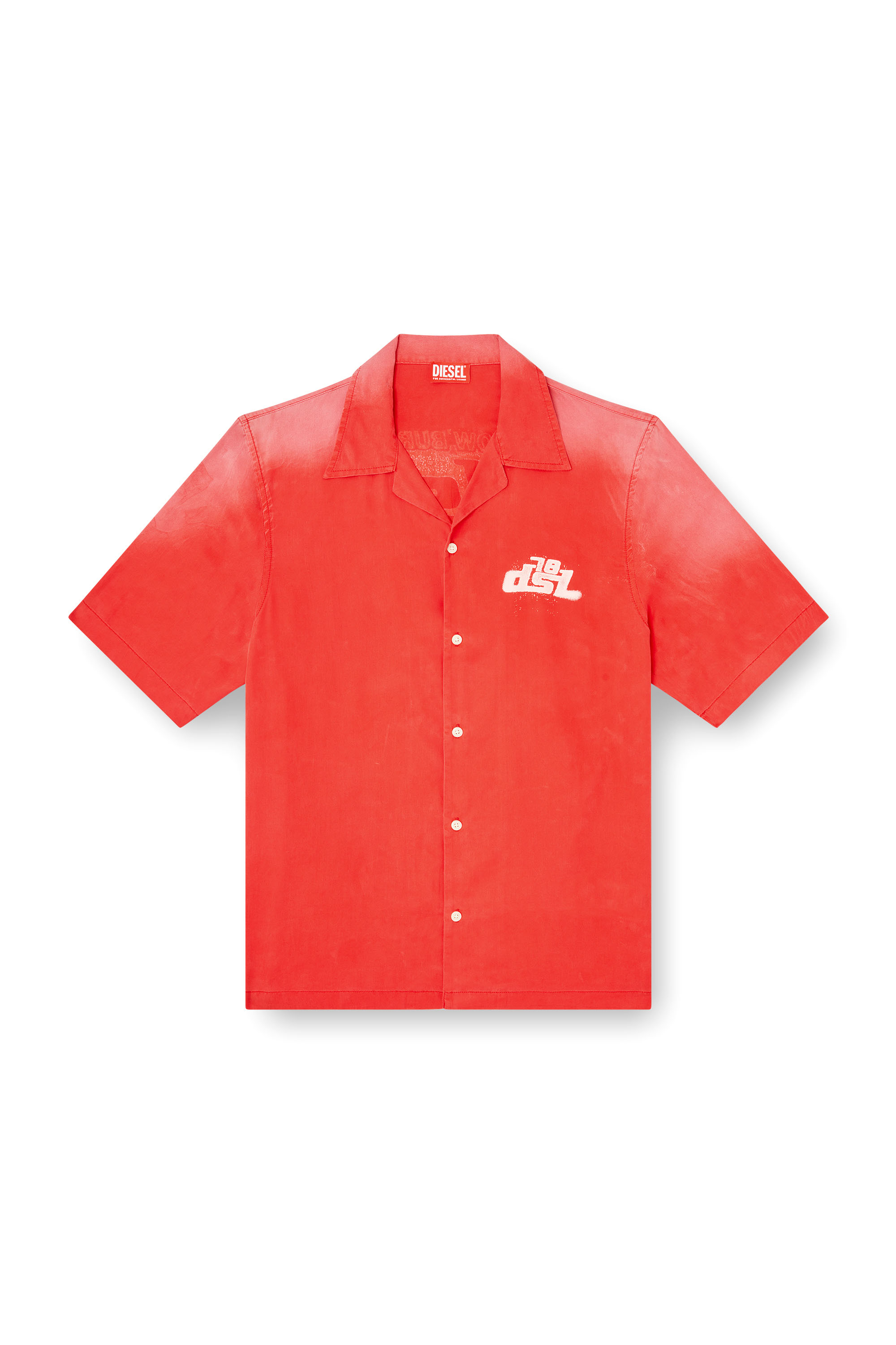 Diesel - S-ELLY, Camicia bowling sfumata con stampe logo Uomo in Rosso - 3