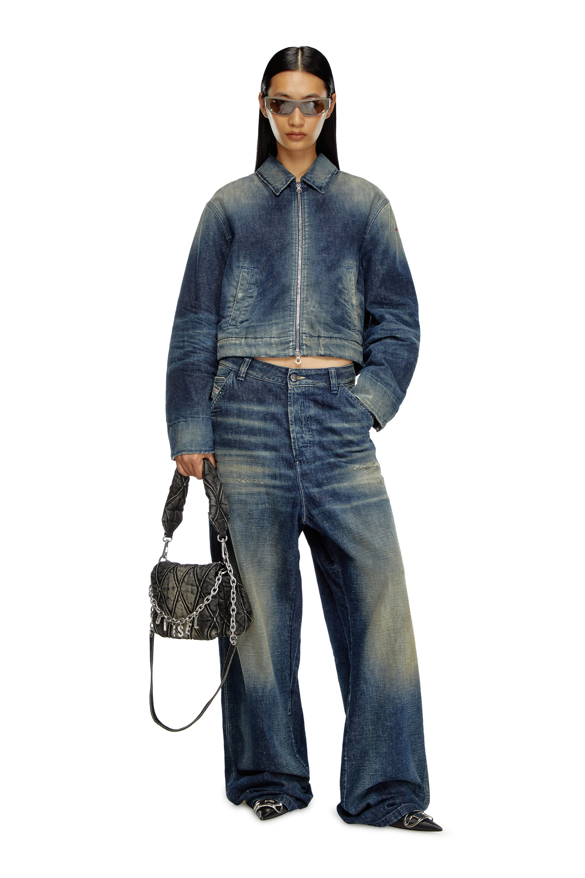 Diesel - DE-NOVA, Damen Gefütterte Jacke aus Denim im Utility-Stil in Dunkelblau - 2
