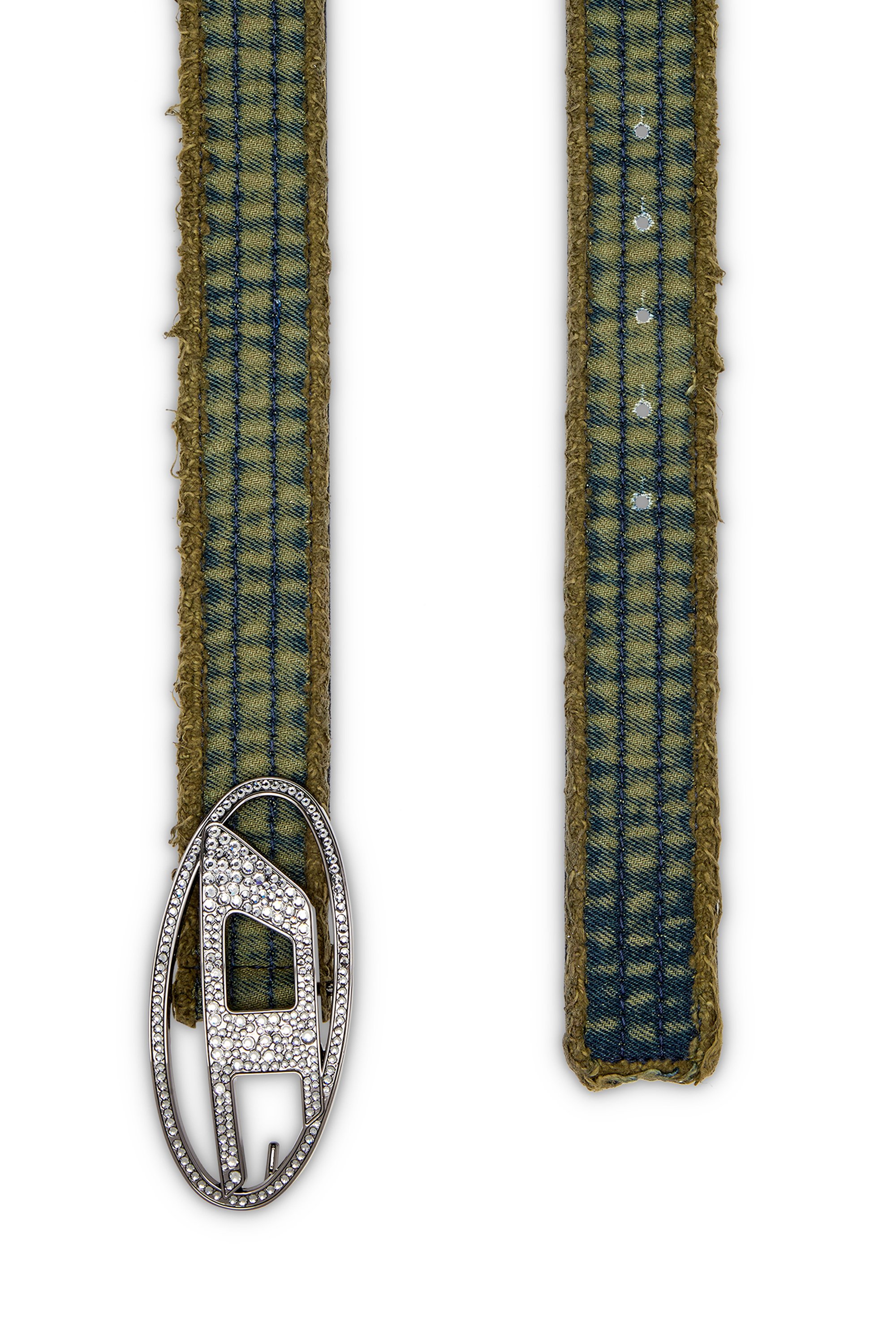 Diesel - B-1DR STRASS, Cintura 3.9 cm in denim pelle con fibbia gioiello Donna in Verde - 2