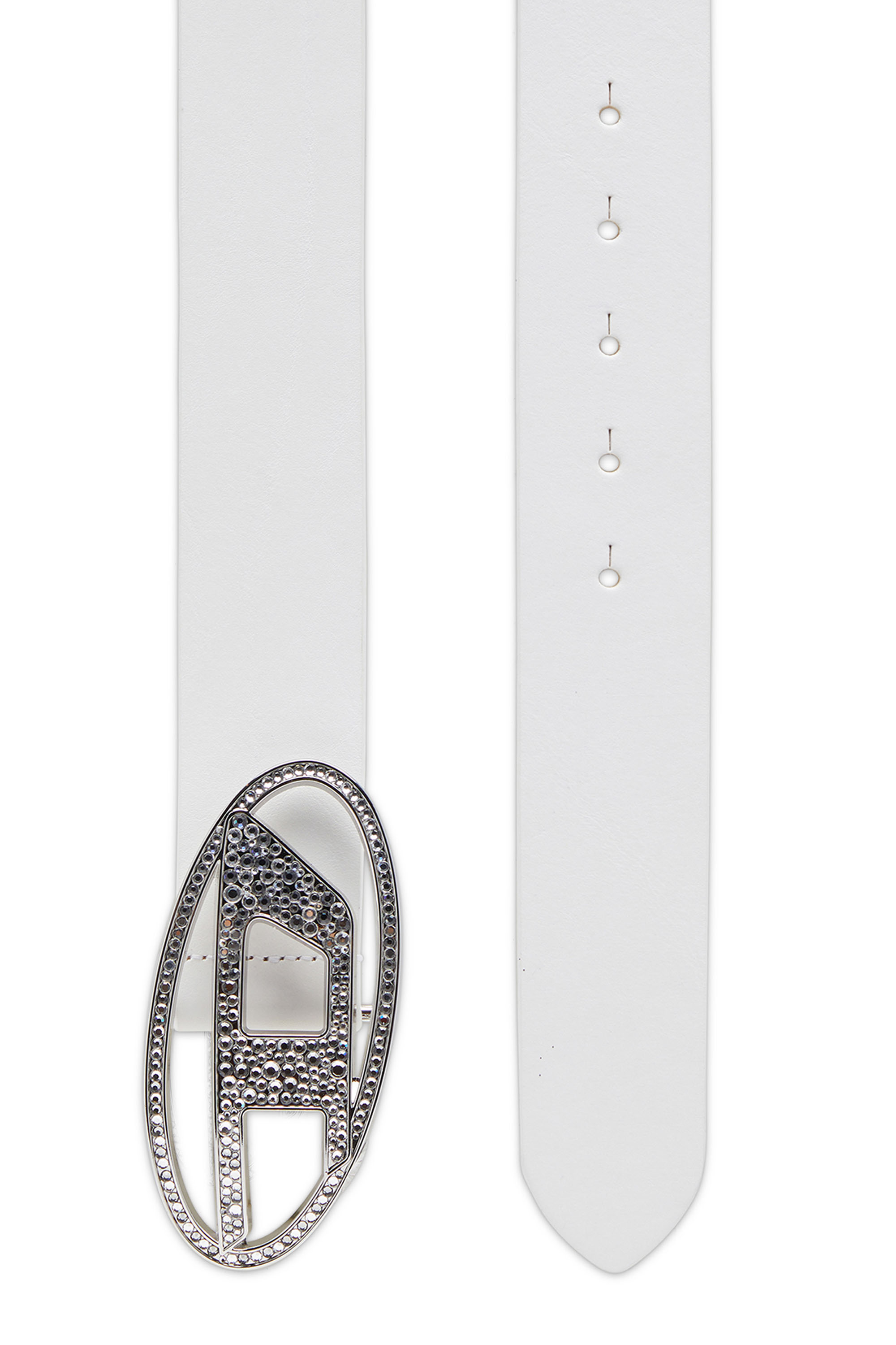 Diesel - B-1DR STRASS, Cintura in pelle con da strass Donna in Bianco - 2