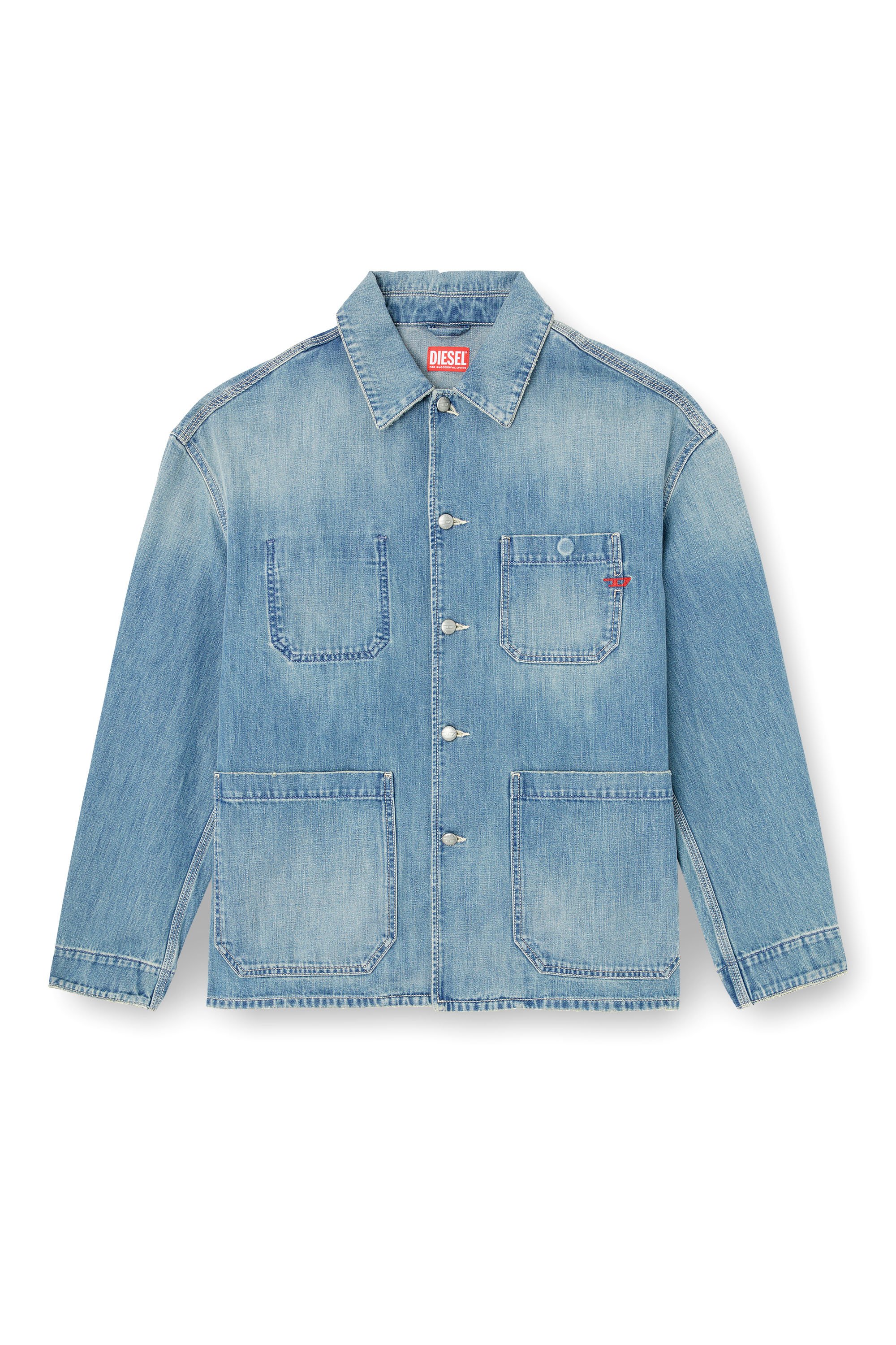 Diesel - D-STACK-U, Unisex Utility-Jacke aus Denim in Mittelblau - 4