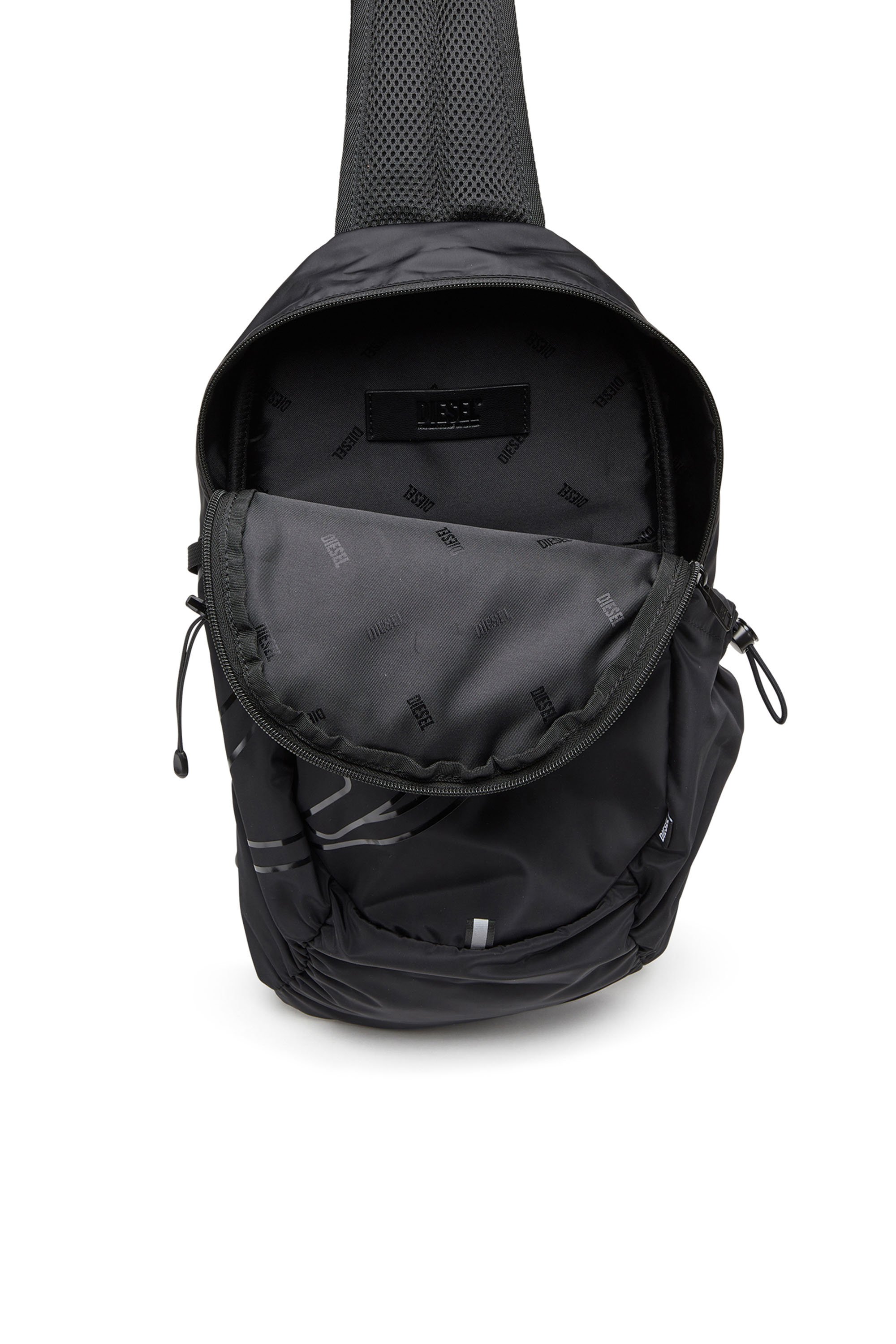 Diesel - DRAPE SLING BAG, Drape-Zaino monospalla in nylon con logo in tono Uomo in Nero - 4
